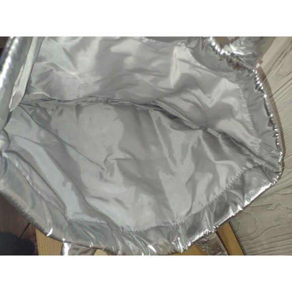 Bath and Body Works Tote Bag Puffy Puffer SILVER SHINY Carry All 2024 NWT $130 - Picture 9 of 9